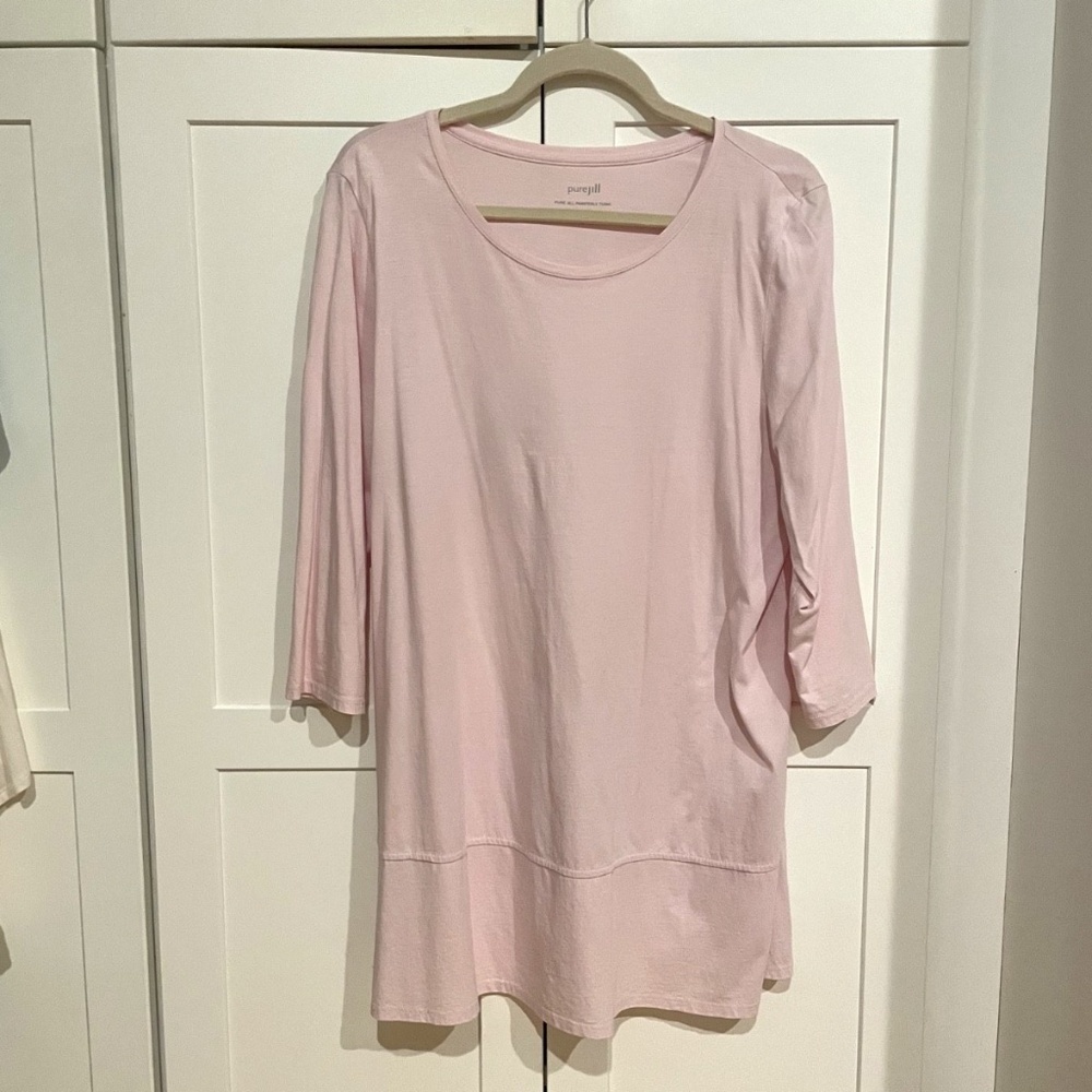 J.Jill pureJill 100% pima cotton light pink Painterly Tunic Size Large